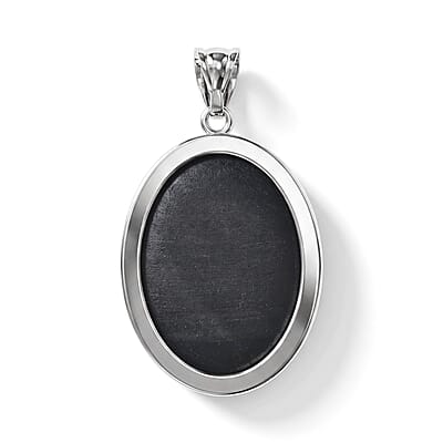 Red Picture Jasper and Blackstone 50.00 ctw Pendant without Chain in Silvertone