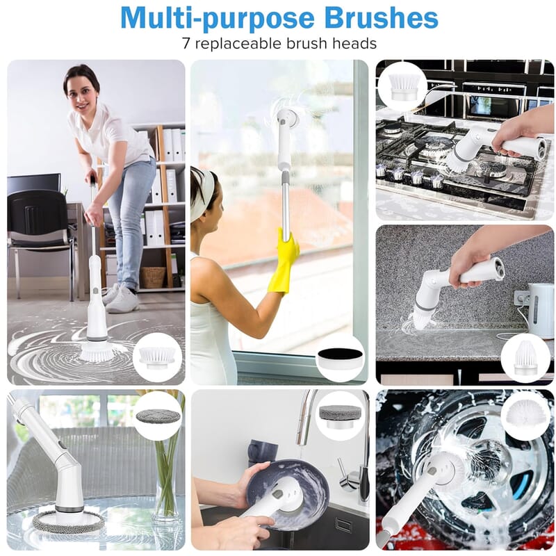Tornado Scrub Cleaning Brush with 6 Interchangeable Heads