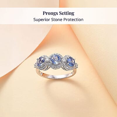 Certified & Appraised Luxoro AAA Ceylon Blue Sapphire and Diamond G-H I2 2.88 ctw Triple Halo Ring in 14K White Gold (Size  6.0)  4.37 Grams