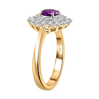 Certified & Appraised Luxoro AAA Australian Sapphire and Diamond G-H I2 1.85 ctw Floral Ring in 14K Yellow Gold (Size  11.0)