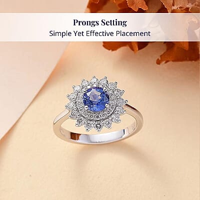 Certified & Appraised Luxoro AAA Blue Sapphire and Diamond G-H I2 1.86 ctw Floral Ring in 14K White Gold (Size  11.0)