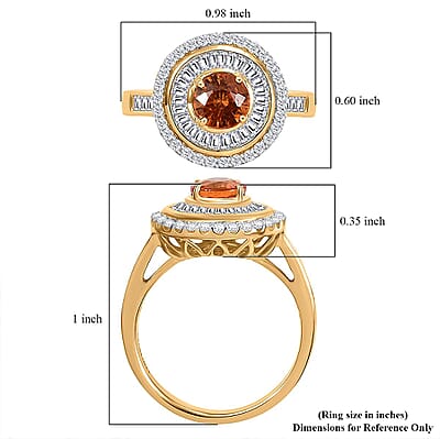 Certified & Appraised Luxoro AAA Orange Sapphire and Diamond I2 2.00 ctw Ring in 14K Yellow Gold (Size  6.5)  5.27 Grams