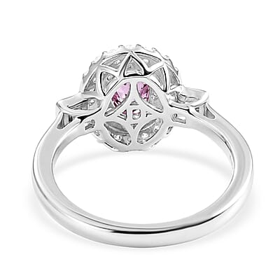 Certified & Appraised D'Joy Premium Narsipatnam Purple Spinel and Moissanite 1.30 ctw Ring in Rhodium Over Sterling Silver (Size 6.0)