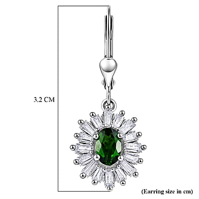 D'Joy Chrome Diopside and Moissanite 2.00 ctw Earrings in Rhodium Over Sterling Silver