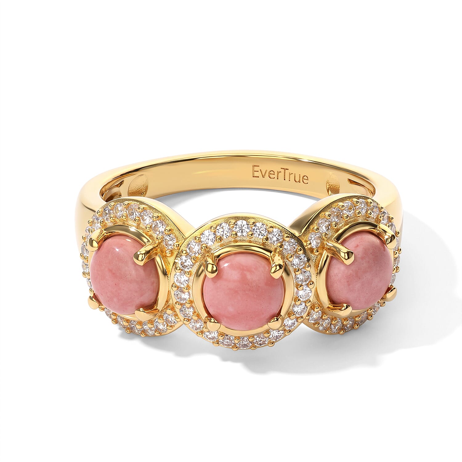 EverTrue Oregon Peach Opal and White Zircon 1.75 ctw Men''s Ring in 18K YG Plated (Size 10.0)