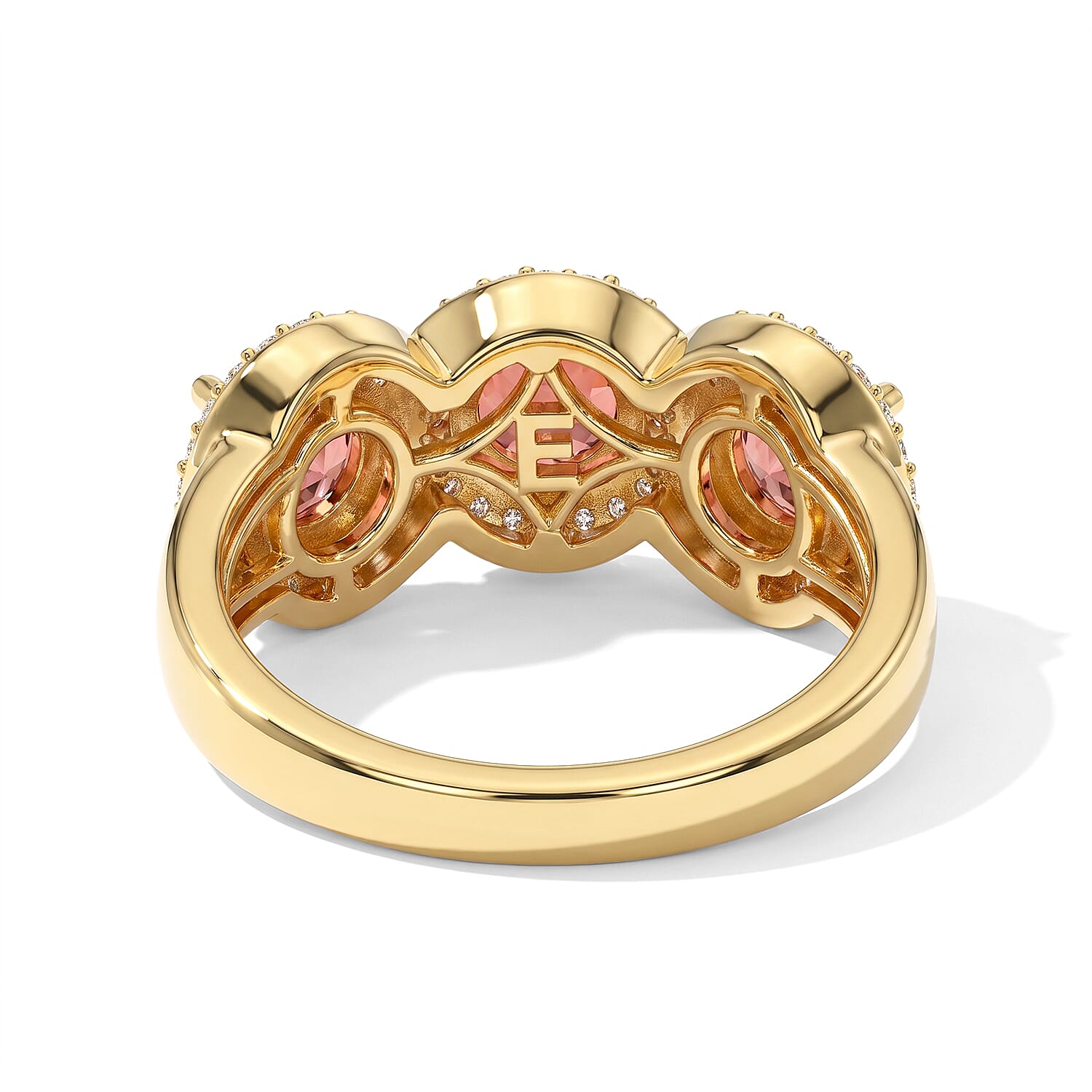 EverTrue Oregon Peach Opal and White Zircon 1.75 ctw Men's Ring in 18K YG Plated (Size 5.0)
