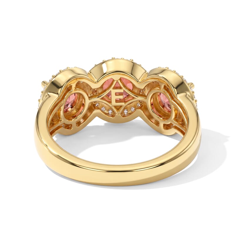 EverTrue Oregon Peach Opal and White Zircon 1.75 ctw Men's Ring in 18K YG Plated (Size 5.0)