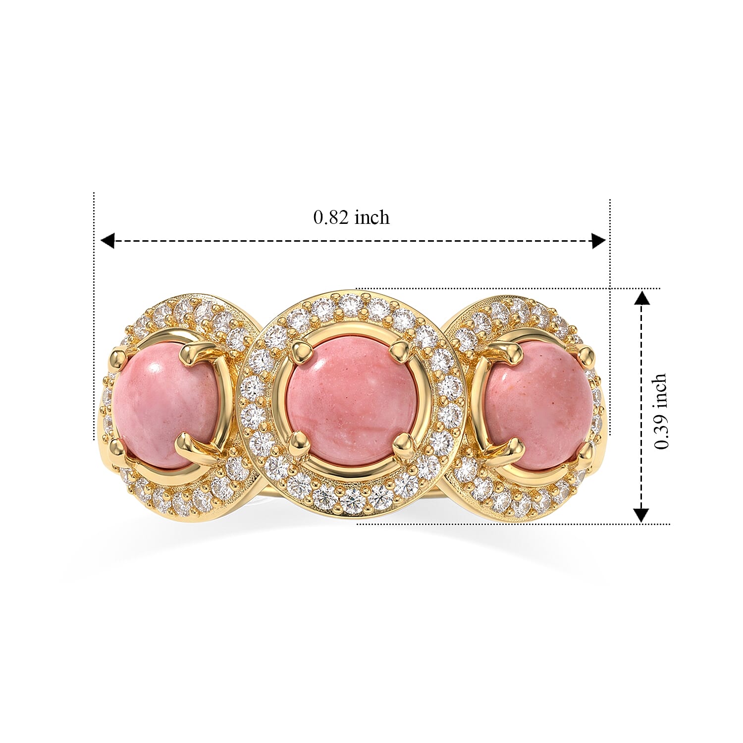 EverTrue Oregon Peach Opal and White Zircon 1.75 ctw Men's Ring in 18K YG Plated (Size 5.0)