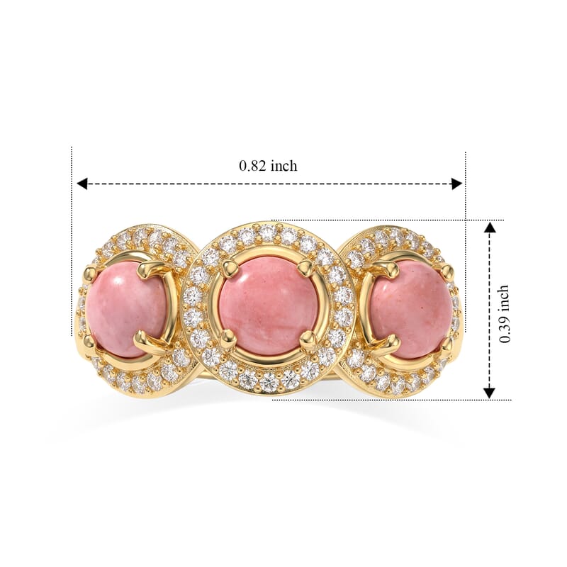 EverTrue Oregon Peach Opal and White Zircon 1.75 ctw Men's Ring in 18K YG Plated (Size 5.0)