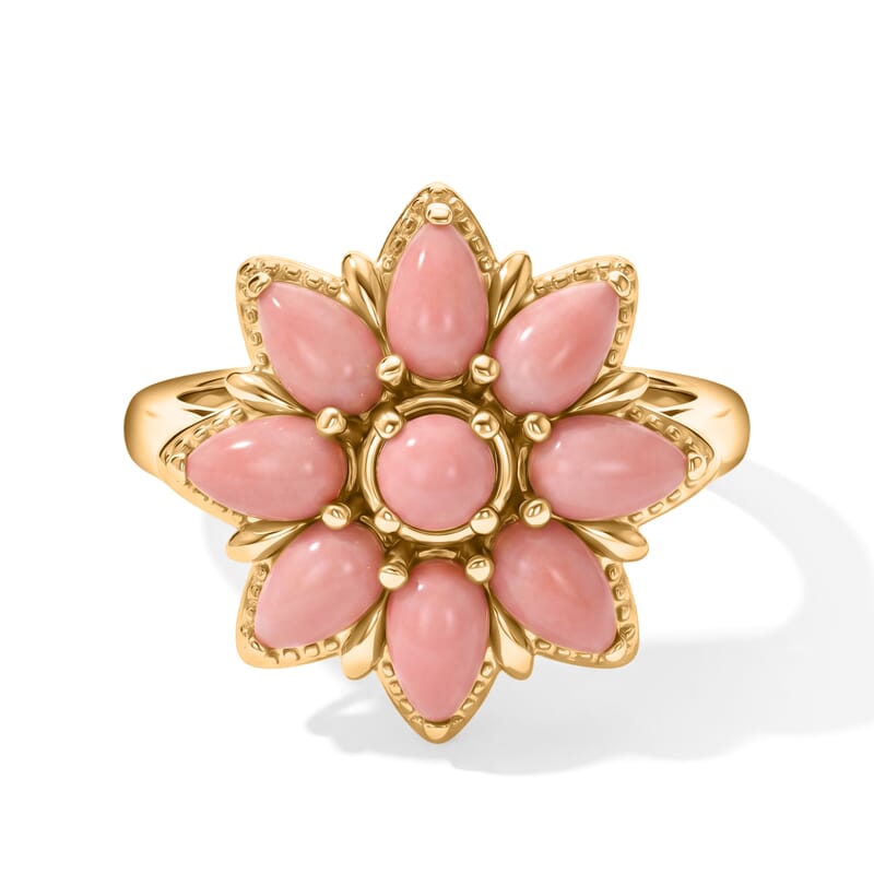 EverTrue Oregon Peach Opal 1.50 ctw Ring in 18K YG Plated (Size 5.0)