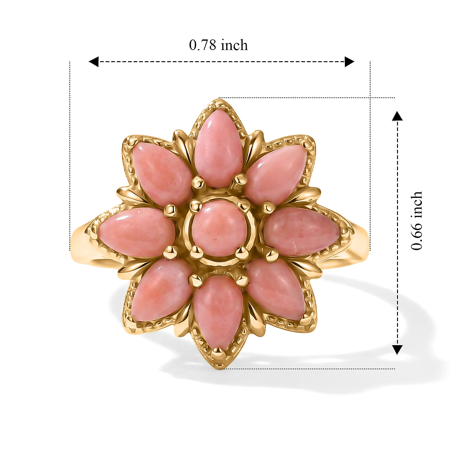 EverTrue Oregon Peach Opal 1.50 ctw Ring in 18K YG Plated (Size 5.0)