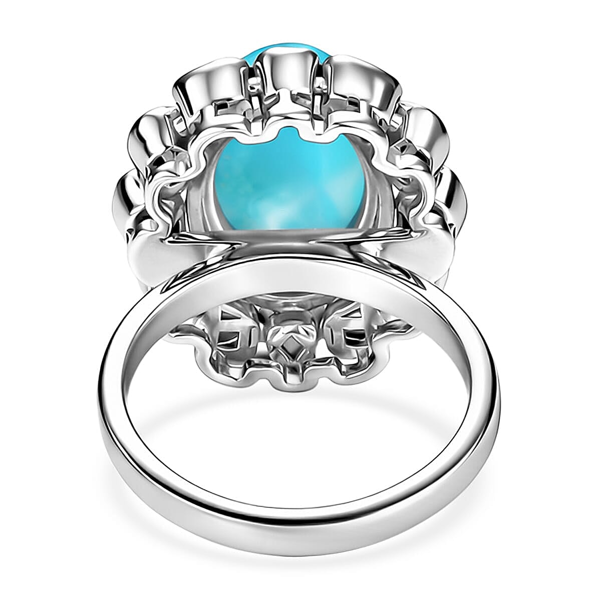 D'Joy AAA Larimar and Diamond 7.60 ctw Ocean Glow Halo Ring in Rhodium Over Sterling Silver (Size 10.0) image number 4
