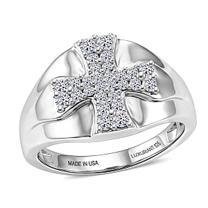 Luxuriant Lab Grown Diamond G-H SI 0.40 ctw Men's Ring in Rhodium Over Sterling Silver (Size 10.0)