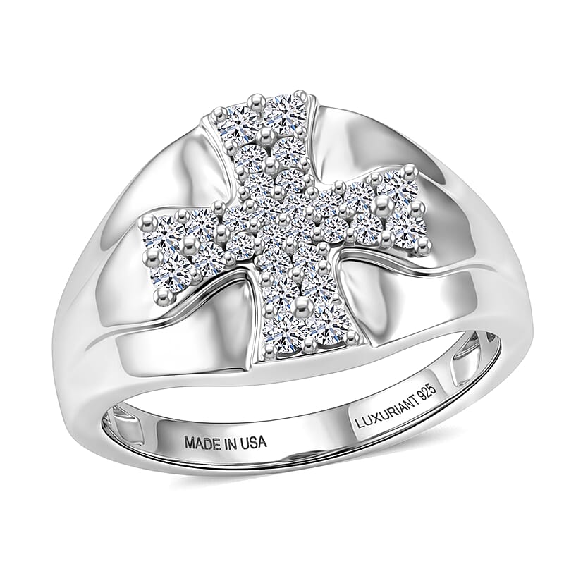 Luxuriant Lab Grown Diamond G-H SI 0.40 ctw Men's Ring in Rhodium Over Sterling Silver (Size 10.0)