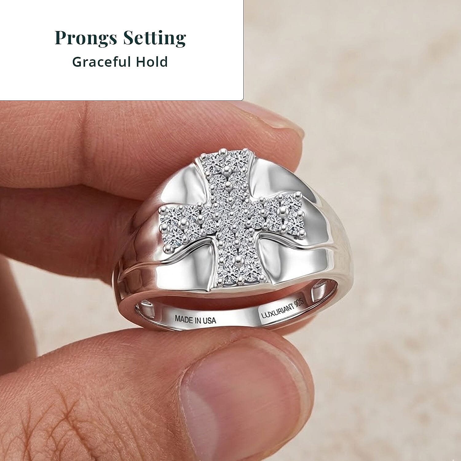 Luxuriant Lab Grown Diamond G-H SI 0.40 ctw Men's Ring in Rhodium Over Sterling Silver (Size 11.0)