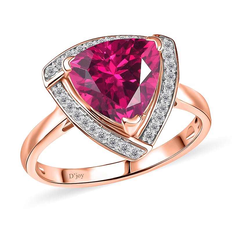 D'Joy Lab Grown Pink Sapphire and Moissanite 4.00 ctw Ring in 18K Vermeil Rose Gold Over Sterling Silver (Size 4)