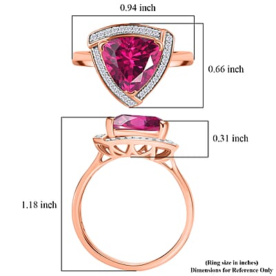 D'Joy Lab Grown Pink Sapphire and Moissanite 4.00 ctw Ring in 18K Vermeil Rose Gold Over Sterling Silver (Size 4)