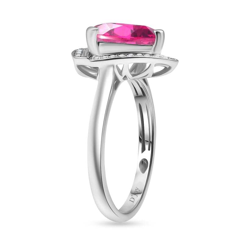D'Joy Lab Grown Pink Sapphire and Moissanite 4.00 ctw Ring in Rhodium Over Sterling Silver (Size 5.0)