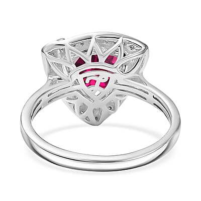 D'Joy Lab Grown Pink Sapphire and Moissanite 4.00 ctw Ring in Rhodium Over Sterling Silver (Size 8.0)