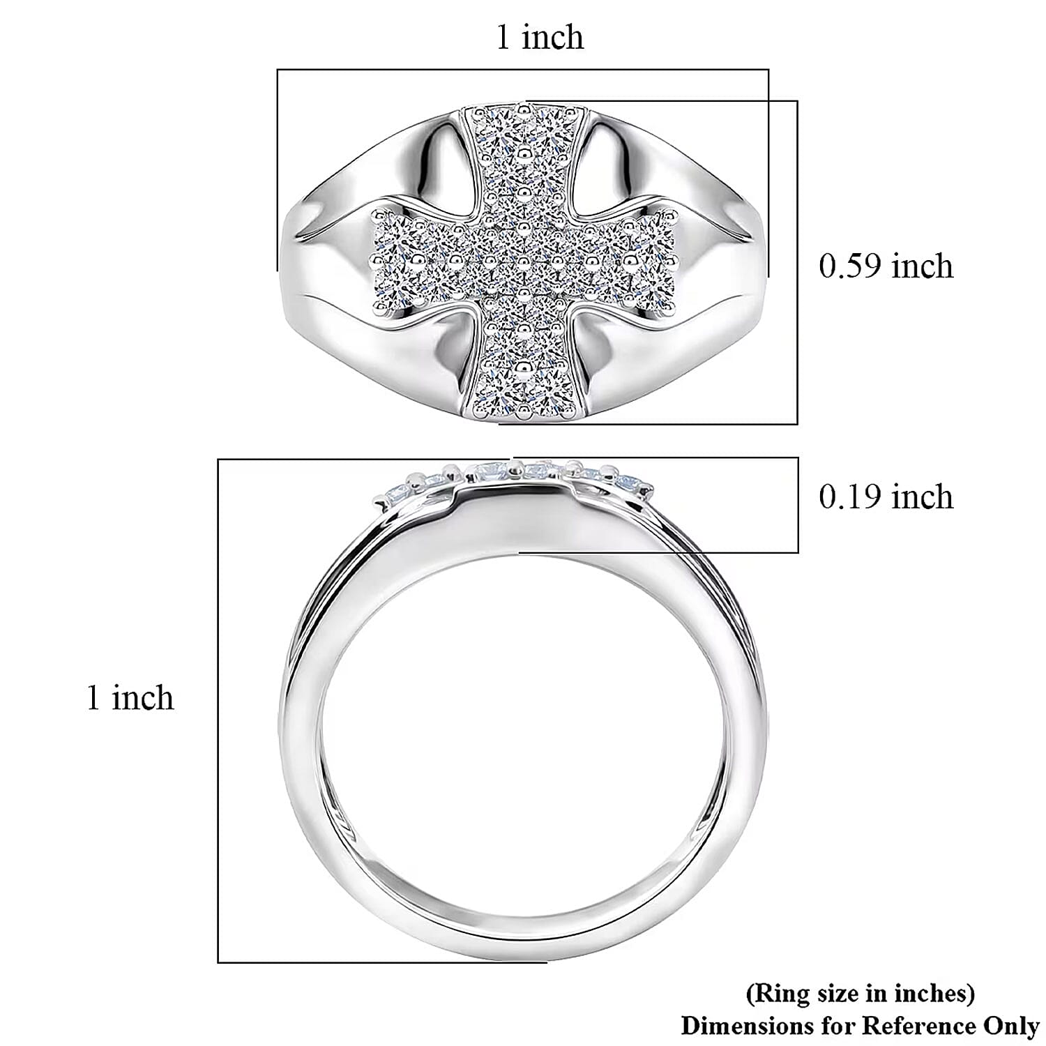 Luxuriant Lab Grown Diamond G-H SI 0.40 ctw Men's Ring in Rhodium Over Sterling Silver (Size 13.0)