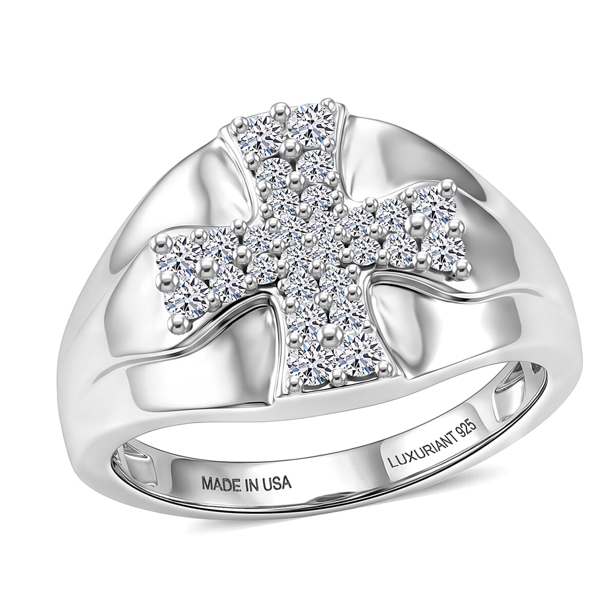 Luxuriant Lab Grown Diamond G-H SI 0.40 ctw Men's Ring in Rhodium Over Sterling Silver (Size 14.0)