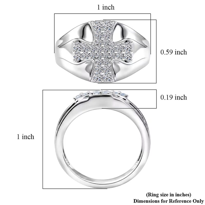 Luxuriant Lab Grown Diamond G-H SI 0.40 ctw Men's Ring in Rhodium Over Sterling Silver (Size 14.0)