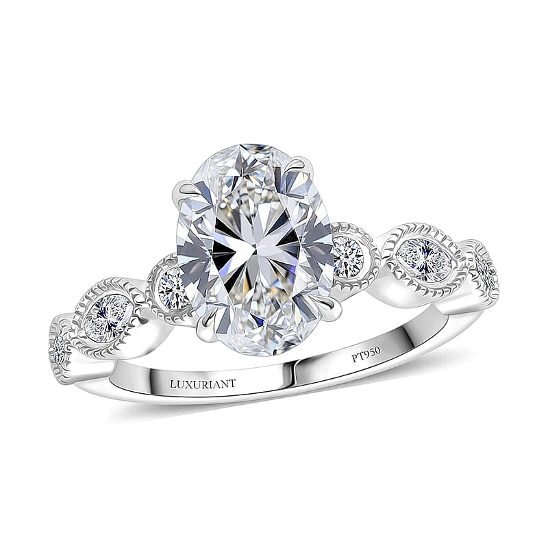 IGI Certified Luxuriant Lab Grown Diamond E-F VS 3.50 ctw Ring in 950 Platinum (Size 6.0) 6.30 Grams