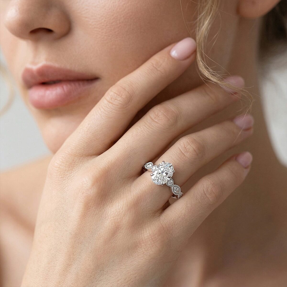 Luxuriant Lab Grown Diamond E-F VS 3.50 ctw Ring in 950 Platinum (Size 8.0) 6.30 Grams (Ships in 10-12 Days) image number 2