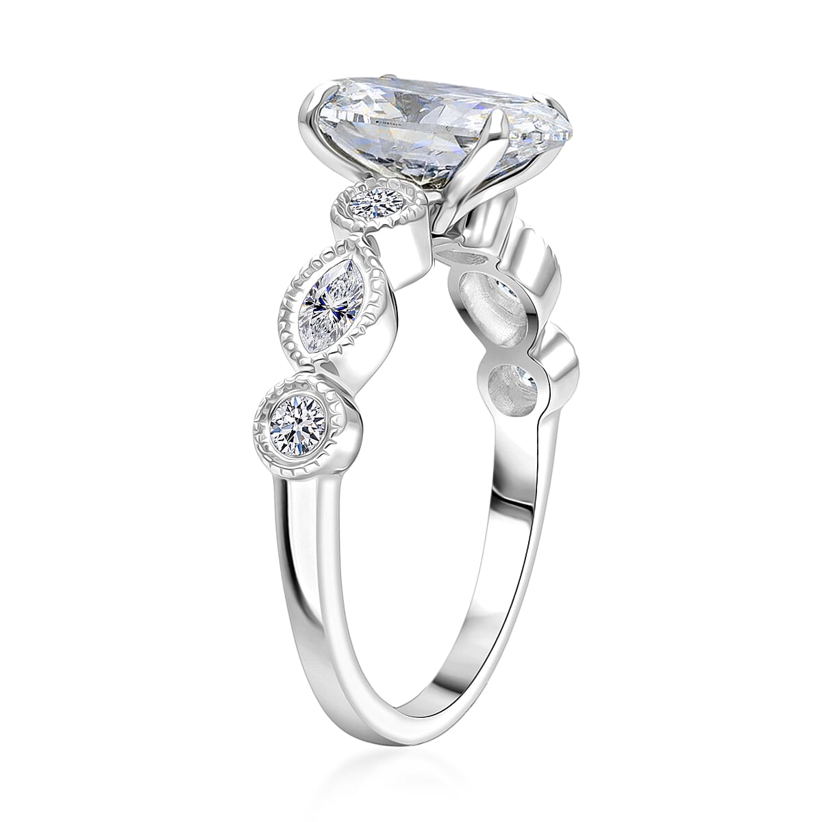 Luxuriant Lab Grown Diamond E-F VS 3.50 ctw Ring in 950 Platinum (Size 8.0) 6.30 Grams (Ships in 10-12 Days) image number 3