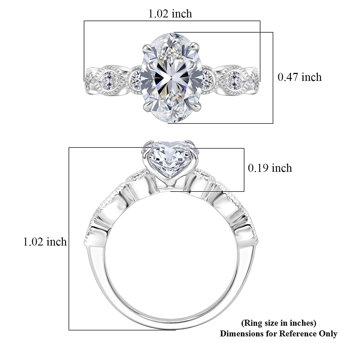 Luxuriant Lab Grown Diamond E-F VS 3.50 ctw Ring in 950 Platinum (Size 8.0) 6.30 Grams (Ships in 10-12 Days) image number 5