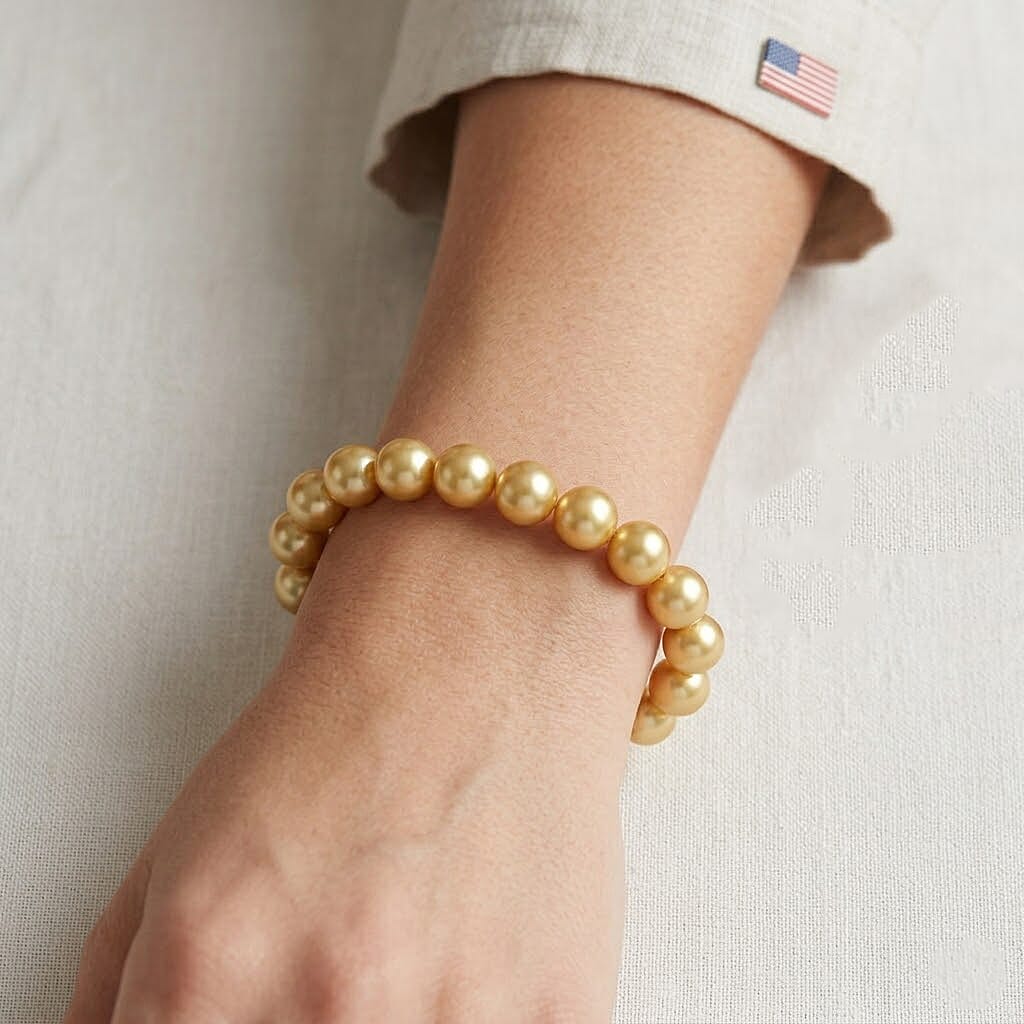 Golden Color Shell Pearl Strach Bracelet (6.5-7 In)