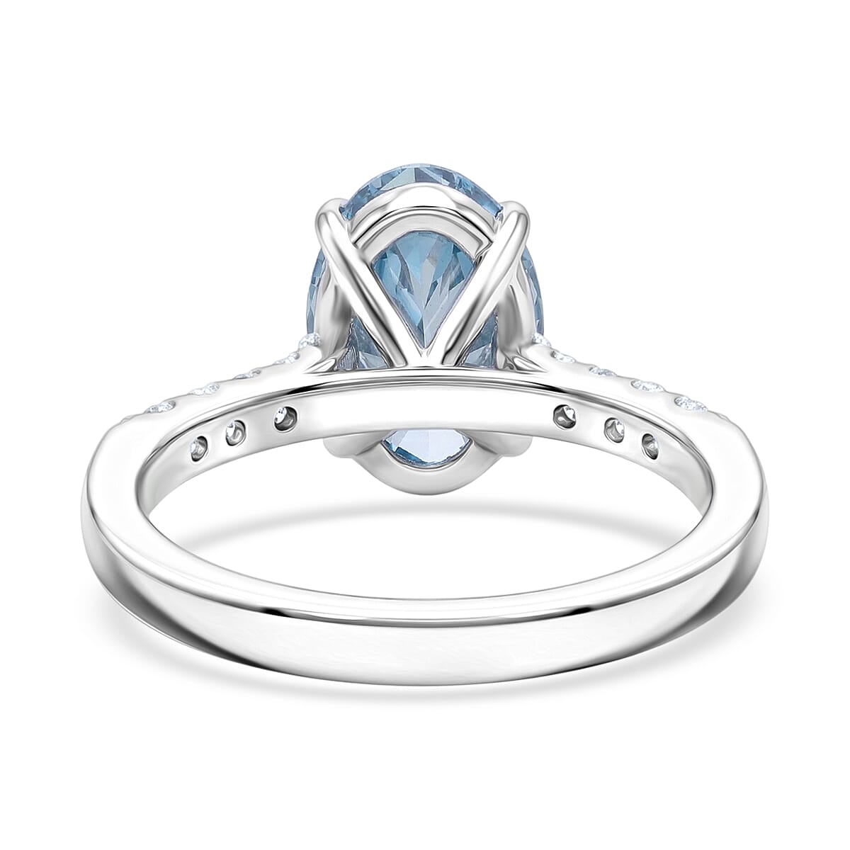 Luxuriant Lab Grown Blue Diamond (IR) and Lab Grown Diamond (VS) Ring in Rhodium Over Sterling Silver (Size 6.0) 3.10 ctw image number 4