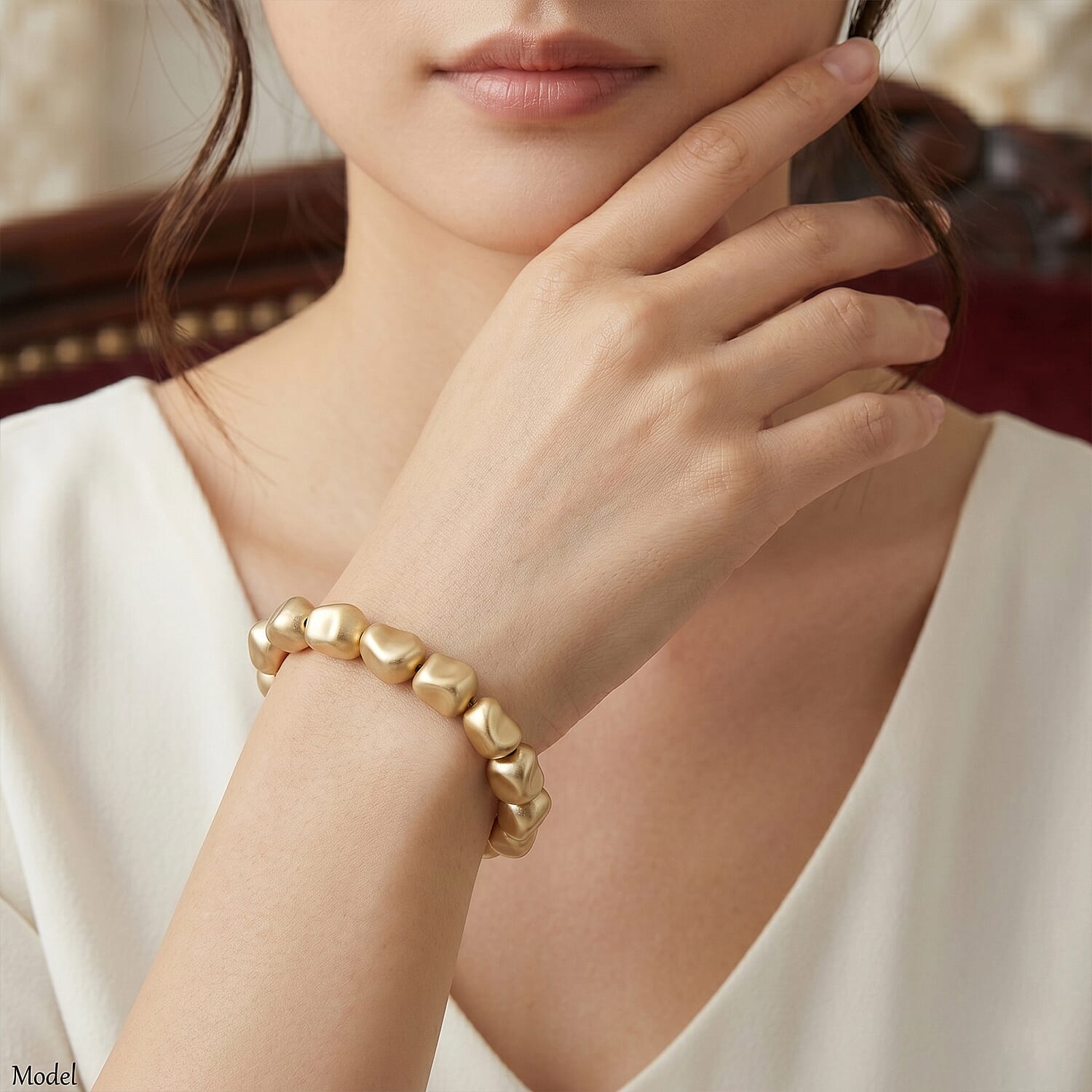 Golden Color Shell Pearl Strach Bracelet (6.5-7 In)