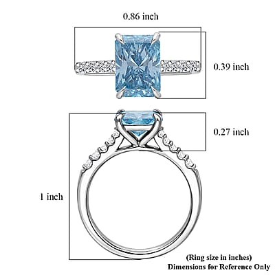 Luxuriant Lab Grown Blue Diamond (IR) and Lab Grown Diamond VS 3.10 ctw Ring in Rhodium Over Sterling Silver (Size 6.0)