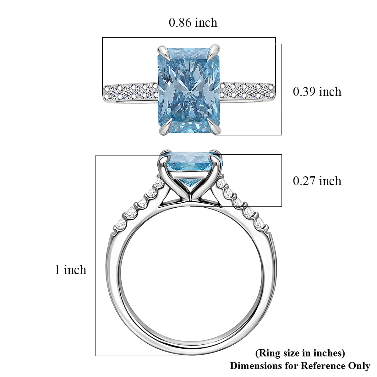 Luxuriant Lab Grown Blue Diamond (IR) and Lab Grown Diamond (VS) Ring in Rhodium Over Sterling Silver (Size 6.0) 3.10 ctw image number 5