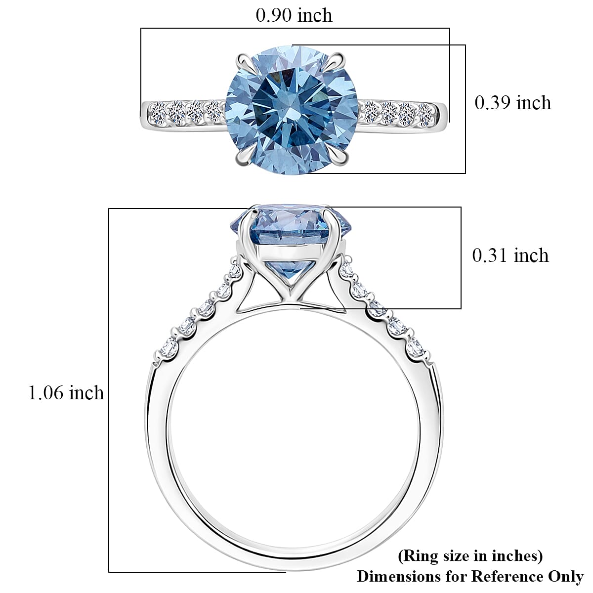Luxuriant Lab Grown Royal Blue Diamond and Lab Grown Diamond VS 3.10 ctw Ring in Rhodium Over Sterling Silver (Size 6.0) (Ships in 10-12 Days) image number 5