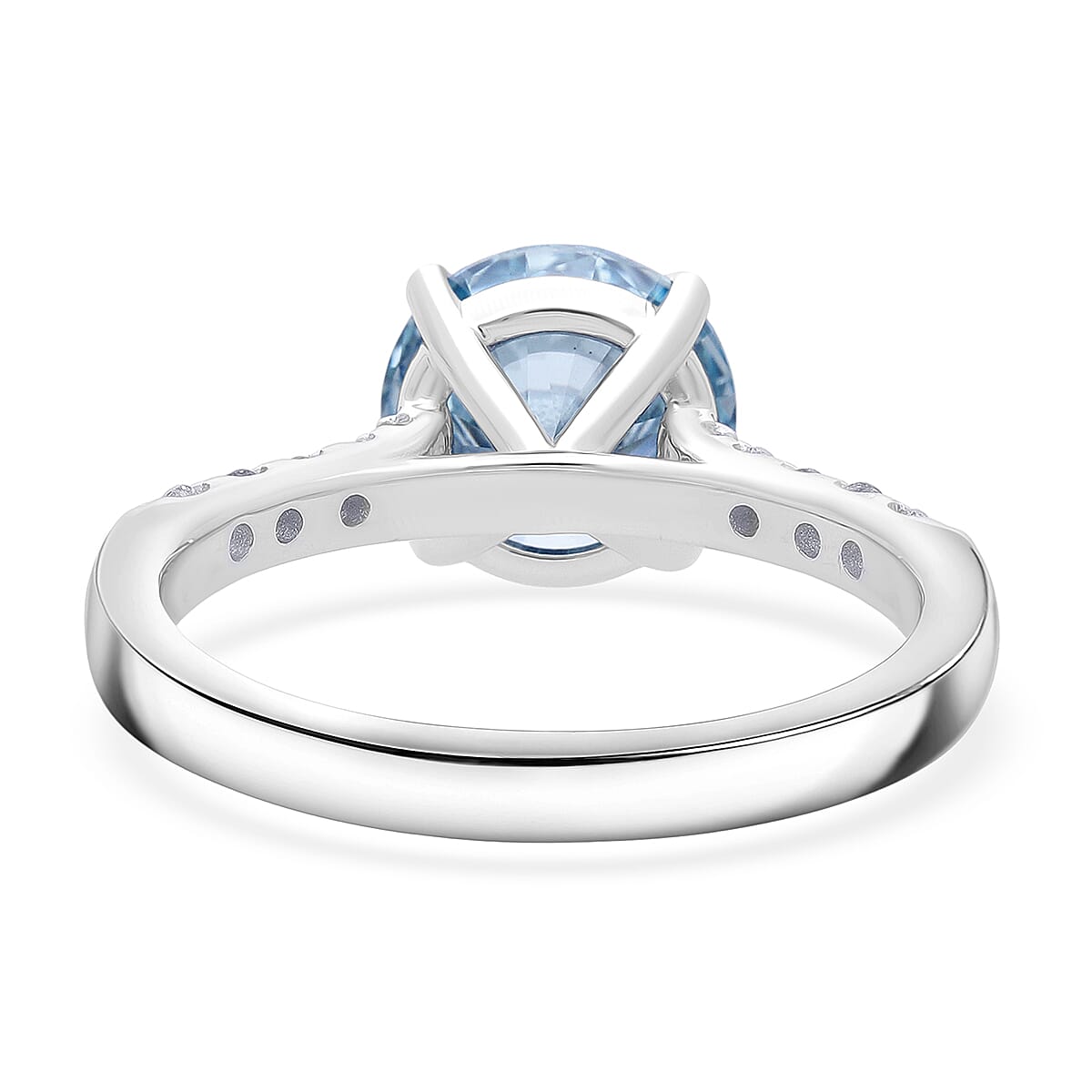 Luxuriant Lab Grown Blue Diamond and Lab Grown Diamond VS 3.10 ctw Ring in Rhodium Over Sterling Silver (Size 7.0) (Ships in 10-12 Days) image number 4