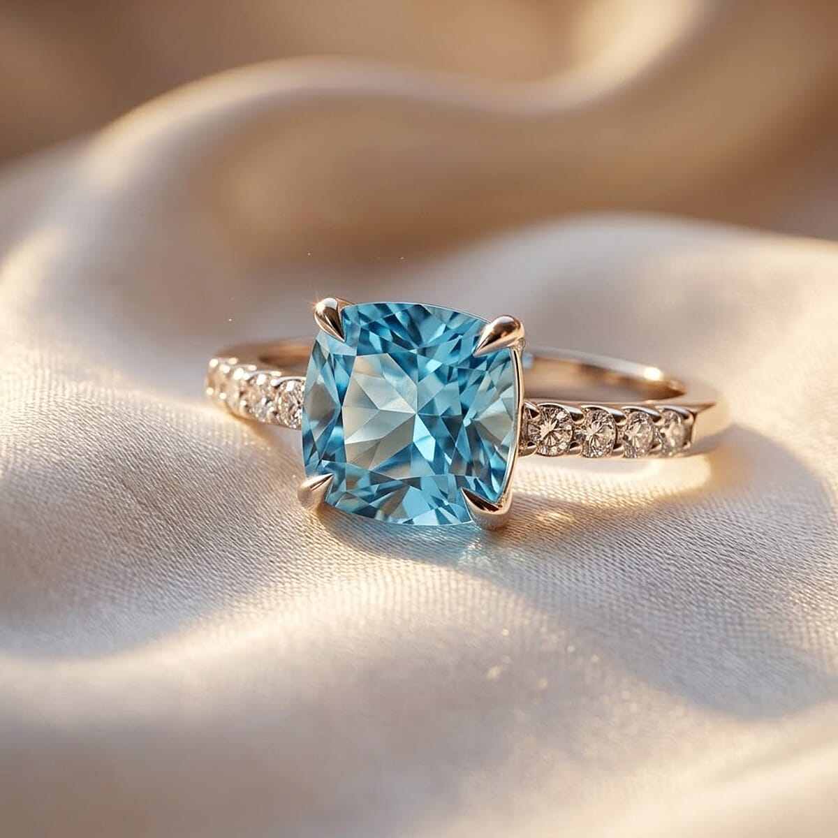 Luxuriant Lab Grown Blue Diamond (IR) and Lab Grown Diamond (VS) Ring in Rhodium Over Sterling Silver (Size 6.0) 3.10 ctw image number 1