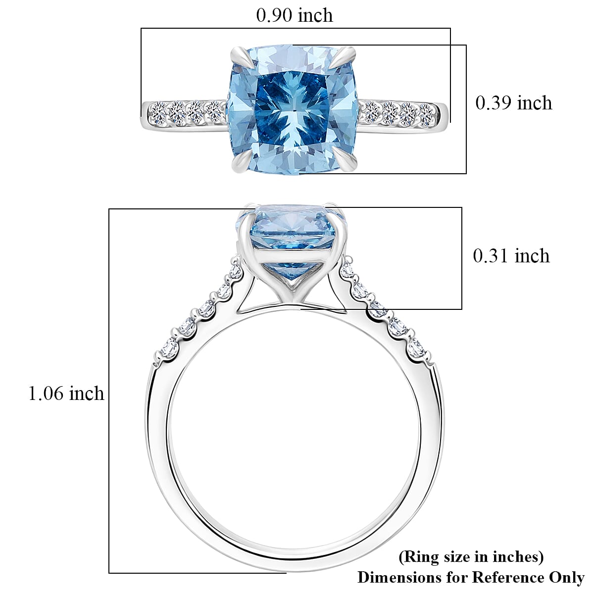 Luxuriant Lab Grown Blue Diamond (IR) and Lab Grown Diamond (VS) Ring in Rhodium Over Sterling Silver (Size 6.0) 3.10 ctw image number 5
