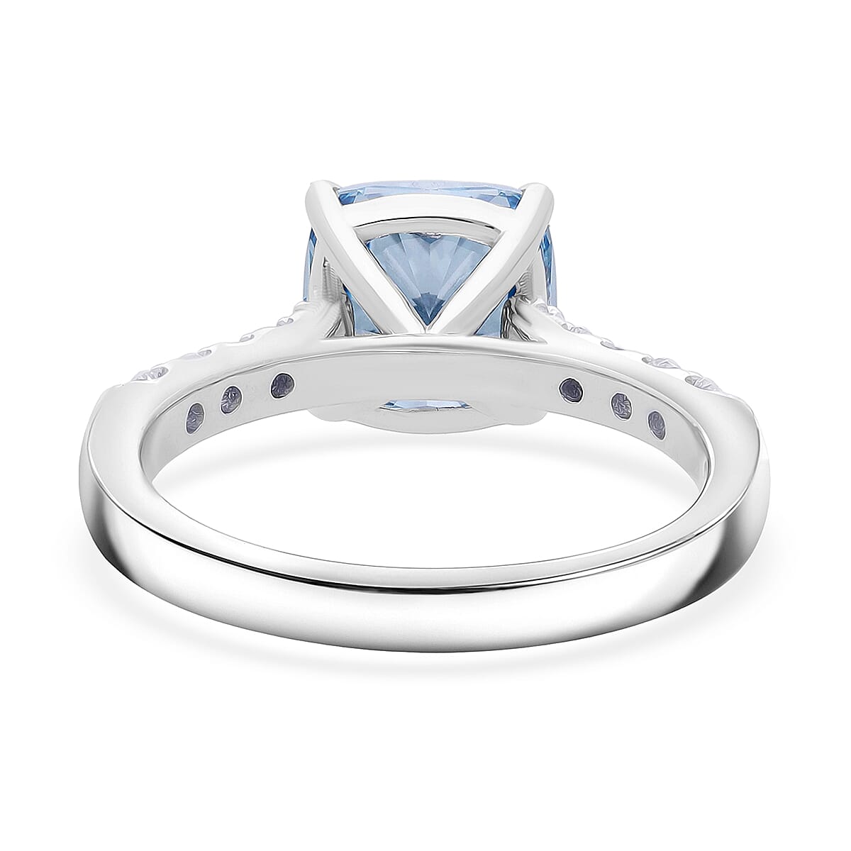 Luxuriant Lab Grown Blue Diamond (IR) and Lab Grown Diamond (VS) Ring in Rhodium Over Sterling Silver (Size 6.0) 3.10 ctw image number 4