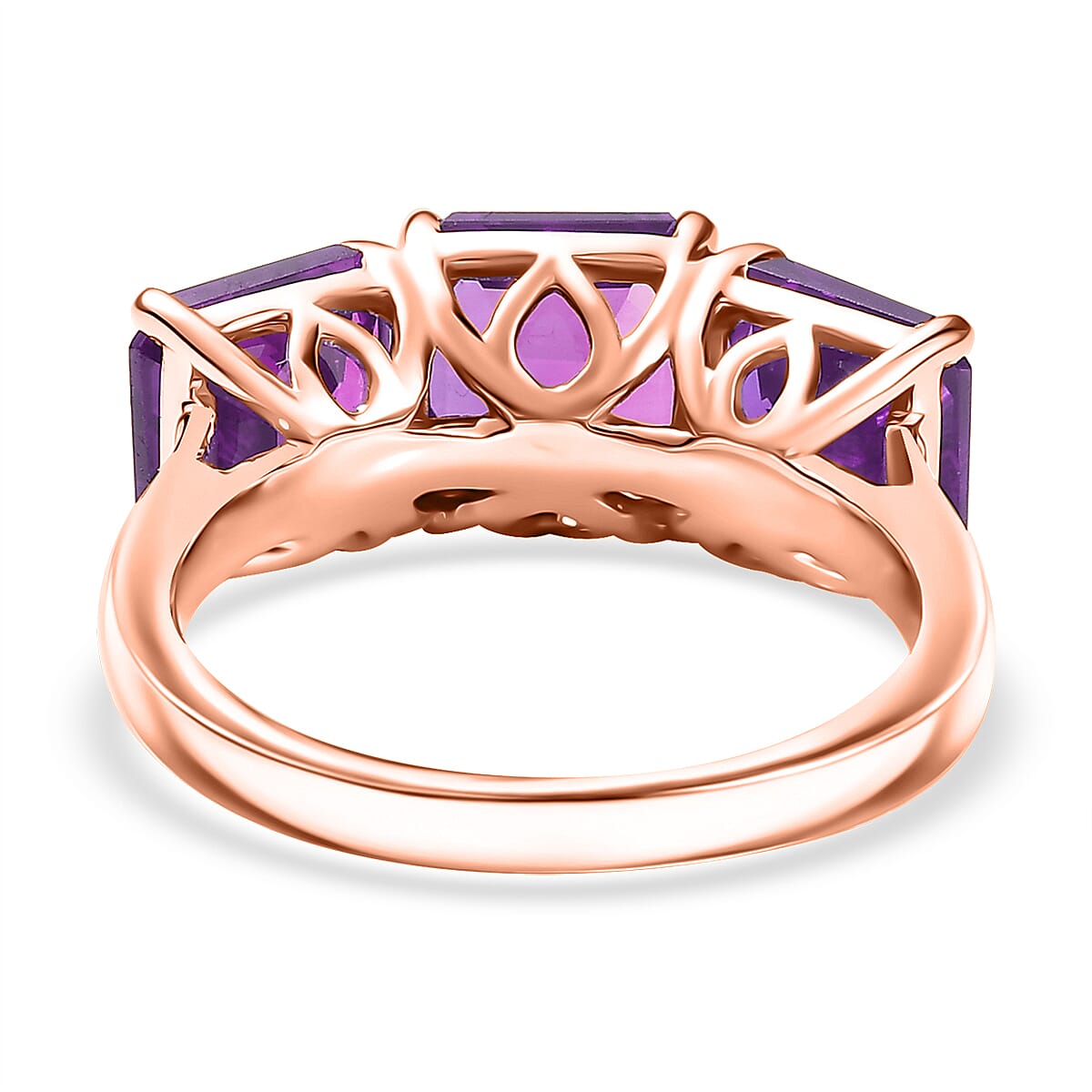 D'Joy Assher Cut Lab Grown Color Change Sapphire 6.10 ctw Ring in 18K Vermeil Rose Gold Over Sterling Silver (Size 8.0) image number 4