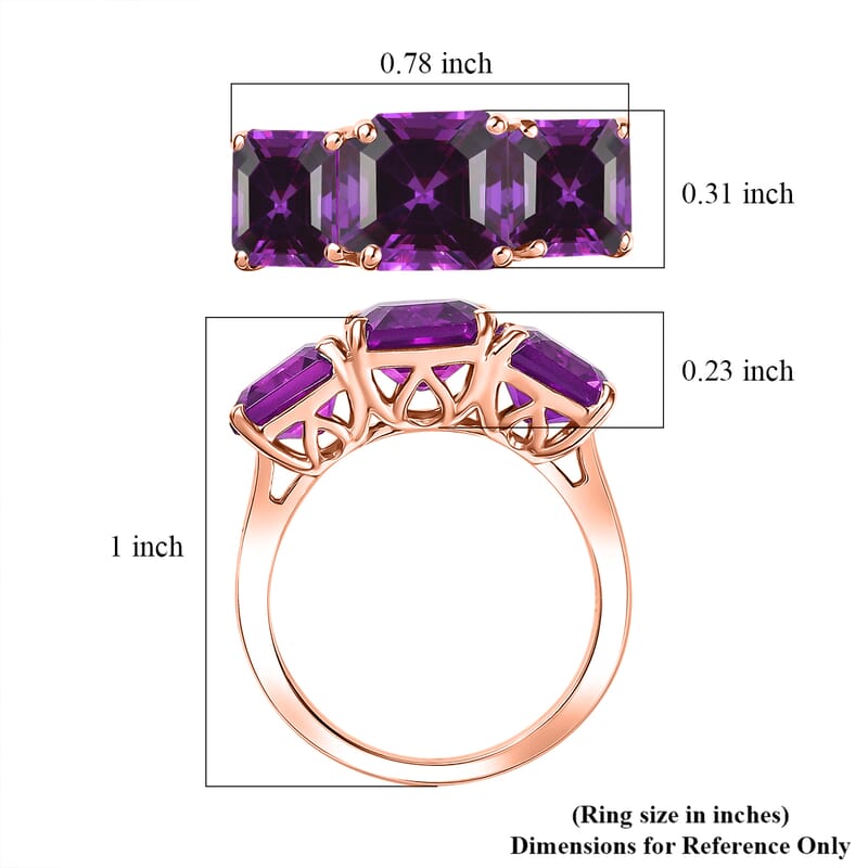 D'Joy Assher Cut Lab Grown Color Change Sapphire 6.10 ctw Ring in 18K Vermeil Rose Gold Over Sterling Silver (Size 9.5)