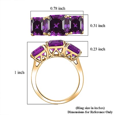 D'Joy Assher Cut Lab Grown Color Change Sapphire 6.10 ctw Ring in 18K Vermeil Yellow Gold Over Sterling Silver (Size 11.5)