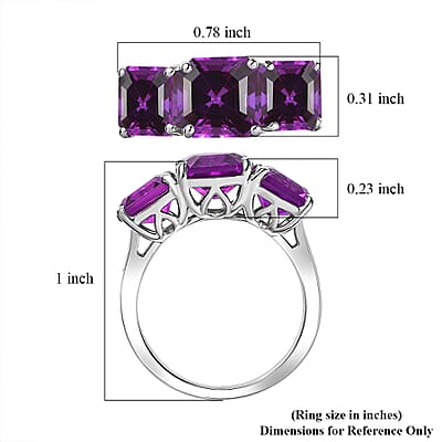 D'Joy Assher Cut Lab Grown Color Change Sapphire 6.10 ctw Ring in Rhodium Over Sterling Silver (Size 7.0)