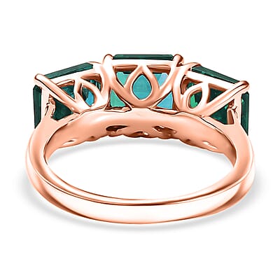 D'Joy Assher Cut Lab Grown Emerald 6.10 ctw Ring in 18K Vermeil Rose Gold Over Sterling Silver (Size 9.0)