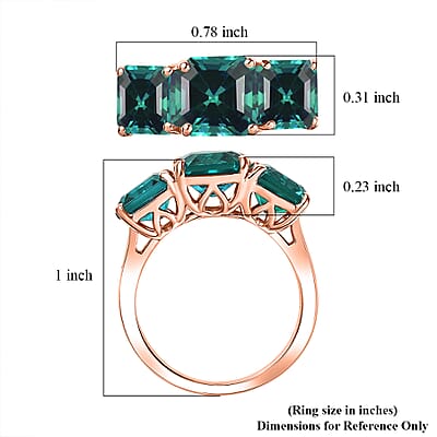 D'Joy Assher Cut Lab Grown Emerald 6.10 ctw Ring in 18K Vermeil Rose Gold Over Sterling Silver (Size 9.0)