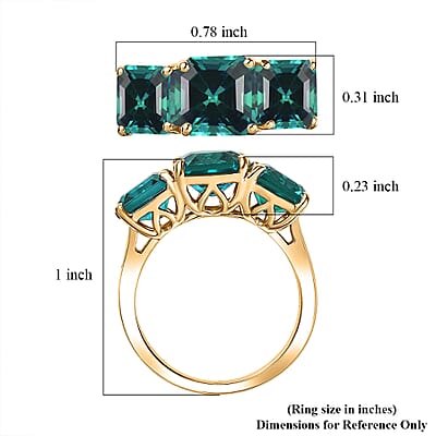 D'Joy Assher Cut Lab Grown Emerald 6.10 ctw Ring in 18K Vermeil Yellow Gold Over Sterling Silver (Size 9)