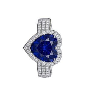 Certified & Appraised Rhapsody AAAA Tanzanite and Diamond E-F VS 5.00 ctw Heart Ring in 950 Platinum (Size 6.0) 7.20 Grams