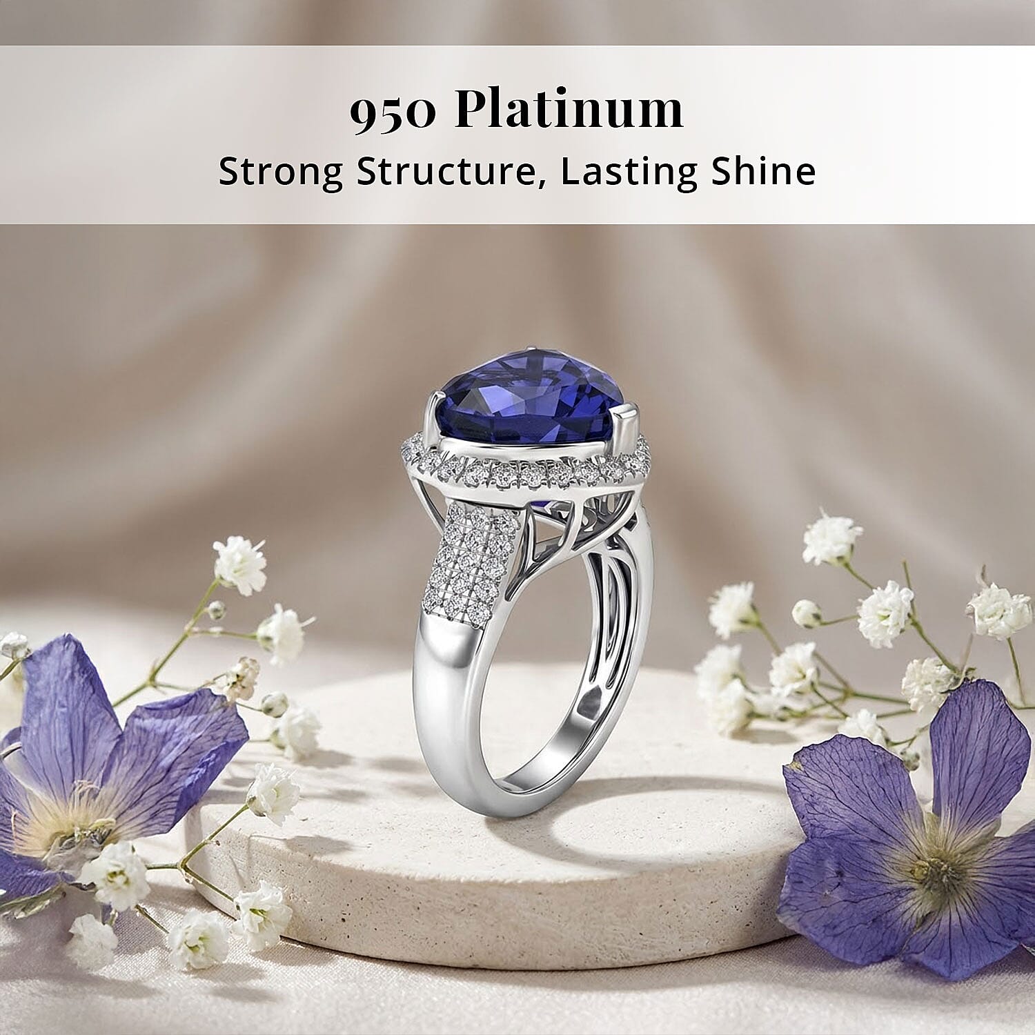 Certified & Appraised Rhapsody AAAA Tanzanite and Diamond E-F VS 5.00 ctw Heart Ring in 950 Platinum (Size 6.0) 7.20 Grams