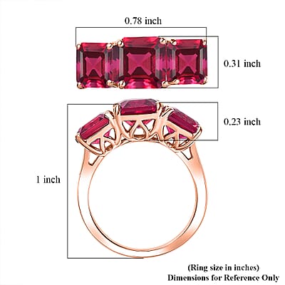 D'Joy Assher Cut Lab Grown Bixbite 6.10 ctw Ring in 18K Vermeil Rose Gold Over Sterling Silver (Size 4.5)